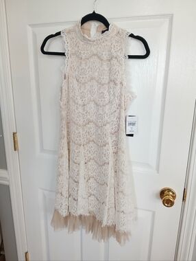 NWT Ash & Violet Ivory Lace A-Line Sleeveless Dress Boho Party Special Occasion